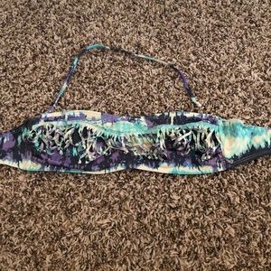 Blue and purple tie die bikini top